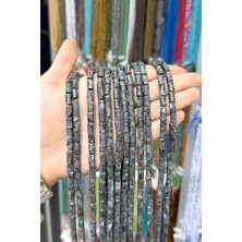Uçar Doğal Taş Larvakit Taşı Silindir Kesim Parlak 6x10mm Doğal Taş Dizi [AA]