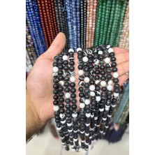 Uçar Doğal Taş Panda Jasper Taşı Küre Kesim Parlak 8mm Doğal Taş Dizi [AA]