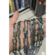 Uçar Doğal Taş Hematit Taşı Kare Kesim Parlak Yeşil 6x6mm Doğal Taş Dizi