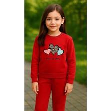Playwear Çocuktakım Sweatshirt Küçük Kalp Baskılı Kız Erkek Çocuk Bisiklet Yaka3 4-5-6-7-8-9-10-11-12YAŞ