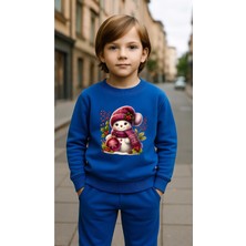 Playwear Çocuktakım Sweatshirt Kardan Adam Baskılı Kız Erkek Çocuk Bisiklet Yaka3 4-5-6-7-8-9-10-11-12YAŞ