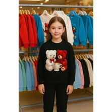 Playwear Çocuk Pamuklu Kahve Bardak Ayıcık Baskılı Sweatshirt Takım 3-4-5-6-7-8-9-10-11-12 Yaş