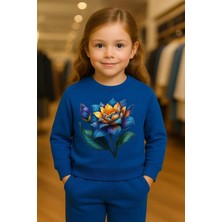 Playwear Lotus Çicek Desenli Pamuklu 3 Iplik Şardonlu Sweatshirt 3-4-5-6-7-8-9-10-11-12 Yaş