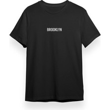 Cmkteks Unisex Brooklyn Siyah Oversize Bisiklet Yaka Baskılı T-Shirt