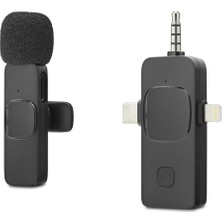 Pileli Store Kablosuz Yaka Mikrofonu Type-C Lightning 3.5 mm Siyah HDX2781