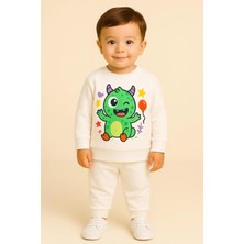 Moda Sevimli Baskılı Uzun Kollu Bisiklet Yaka Çocuk Eşofman Takımı Unisex 3 4 5 6 7 8 9 10 11 12 Yaş