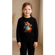 Playwear Çocuktakım Sweatshirt Şişko Ayı Baskılı Kız Erkek Çocuk Bisiklet Yaka3 4-5-6-7-8-9-10-11-12YAŞ