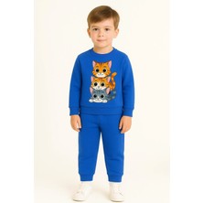 Moda Kışlık Kız Erkek Çocuk Eşofman Takımı Yavru Kedi Baskılı 3 4 5 6 7 8 9 10 11 12 Yaş Unisex