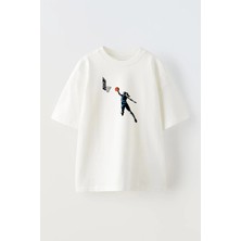 Nmg Tekstil Unisex Beyaz Oversize Pamuk Lady Basketball Baskılı Örme T-Shirt
