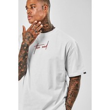 Mambo Unisex The End Baskılı Oersize Penye T-Shirt Tişört