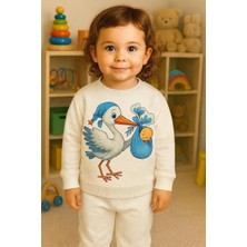 Playwear Bebek Tutan Leylek Baskılı Eşofman Takımı 3-4-5-6-7-8-9-10-11-12 Yaş