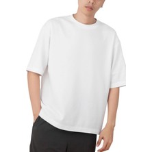 Belyy %100 Pamuk Erkek Over Size Siyah ve Beyaz Basic Sade T-Shirt Günlük Giyim Bisiklet Yaka Tişört