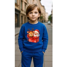 Playwear Çocuktakım Sweatshirt Kutu Geyik Baskılı Kız Erkek Çocuk Bisiklet Yaka3 4-5-6-7-8-9-10-11-12YAŞ
