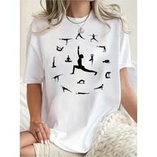 Woodroffe Kadın Yoga Saat Tasarım Baskılı Tişört Oversize Salaş (1012)