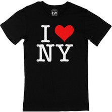 Cix I Love Ny Cep Logo Tasarımlı Siyah Tişört