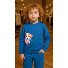 Playwear Çocuktakım Sweatshirt Gökkuşağı Dog Baskılı Kız Erkek Çocuk Bisiklet Yaka3 4-5-6-7-8-9-10-11-12YAŞ