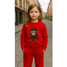 Playwear Çocuktakım Sweatshirt Yavru1 Maymun Baskılı Kız Erkek Çocuk Bisiklet Yaka3 4-5-6-7-8-9-10-11-12YAŞ