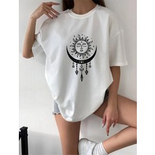 Oneagılyazı Güneş Tasarım Baskılı Oversize   T-Shirt Tişört