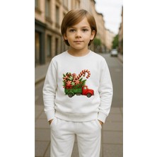 Playwear Çocuktakım Sweatshirt Geyik Ağaç Baskılı Kız Erkek Çocuk Bisiklet Yaka3 4-5-6-7-8-9-10-11-12YAŞ