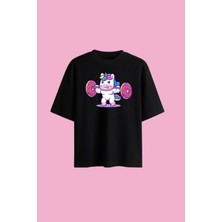 Dupe Design Unicorn Gym Baskılı Oversize T-Shirt