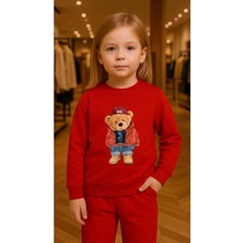 Playwear Çocuktakım Sweatshirt Montlu Ayı Baskılı Kız Erkek Çocuk Bisiklet Yaka3 4-5-6-7-8-9-10-11-12YAŞ