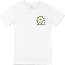 Cix Enjoy Wild Adventures Cep Logo Tasarımlı Beyaz Tişört
