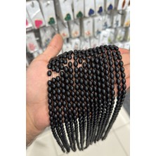 Uçar Doğal Taş Cam Oniks Taşı Arpa Kesim Mat Siyah 5x8mm Dizi