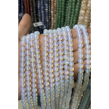 Uçar Doğal Taş Opal Taşı Şeffaf Küre Kesim Parlak Şeffaf 8mm Doğal Taş Dizi [Ab]