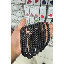 Uçar Doğal Taş Oniks Taşı Küre Kesim Mat Siyah 8mm Doğal Taş Dizi
