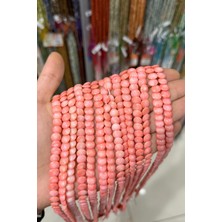 Uçar Doğal Taş Mercan Taşı Rondela Kesim Parlak Pembe 7x3mm Doğal Taş Dizi [AA]