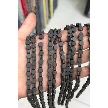 Uçar Doğal Taş Hematit Taşı Altıgen Kanallı Kesim Mat Siyah 7x4mm Doğal Taş Dizi