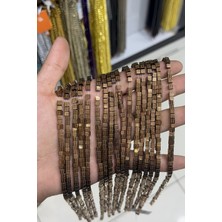 Uçar Doğal Taş Hematit Taşı Çizgili Kesim Parlak Kahverengi 4x4mm Doğal Taş Dizi