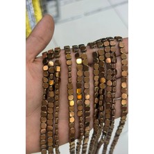 Uçar Doğal Taş Hematit Taşı Yassı Kesim Parlak Kahverengi 6x6mm Doğal Taş Dizi