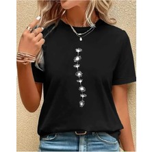 Tek Tarz Tektarzz Unisex Çiçek Baskılı Tasarım Tshirt