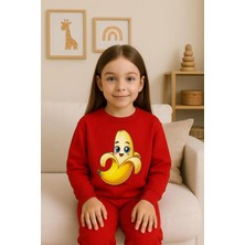 Playwear Çocuk Pamuklu Muz Baskılı Sweatshirt Takım 3- 4 -5 -6 -7 -8 -9 -10 -11- 12 Yaş