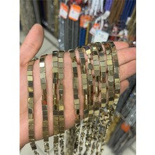 Uçar Doğal Taş Hematit Taşı Yassı Kesim Parlak Antik Sarı 6x6mm Doğal Taş Dizi