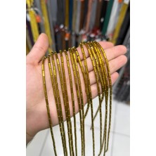 Uçar Doğal Taş Hematit Taşı Silindir Kesim Parlak Gold 3x9mm Doğal Taş Dizi