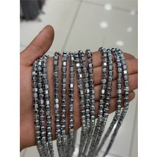 Uçar Doğal Taş Hematit Taşı Özel Kesim Parlak Gümüş 6x6mm Doğal Taş Dizi