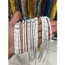 Uçar Doğal Taş Hematit Taşı Silindir Kesim Beyaz 4x13mm Doğal Taş Dizi
