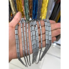 Uçar Doğal Taş Hematit Taşı Silindir Kesim Mat Açık Gri 4x13mm Doğal Taş Dizi