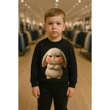 Playwear Sweatshirt Eşofman Takımı Pembe Kalp Kolyeli Kedi Desenli 3-4-5-6-7-8-9-10-11-12 Yaş