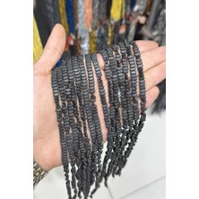Uçar Doğal Taş Hematit Taşı Yassı Oval Kesim Mat Siyah 3x6mm Doğal Taş Dizi