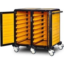Gastrolley 75 Ikili Servis Tepsi Arabası, 2 Yanı ve Arkası Kapalı, Kapılı, 101X75X99 cm