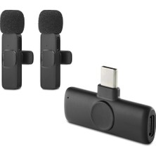 Pileli Store Kablosuz Çiftli Yaka Mikrofon Seti Type-C Siyah HDX2789