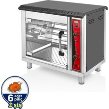 Silverinox Elektrikli Set Üstü Piliç Çevirme 2 Şiş 6 Piliç 220V
