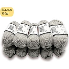 Oxford İplik Ihrac Fazlası 10'lu Paket 330GR Çorap ve Amigurumi Ipi Gri EX12326