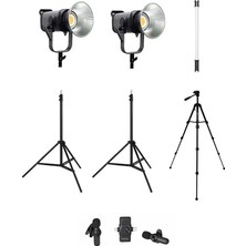 Pdx Cobac 200 Stüdyo Işığı (2) + 3 mt Işık Ayağı (2) + 307 Tripod + V6 Mikrofon + HDL60 Işık Işık Seti