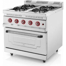 Silverinox Doğalgazlı 4 Ocak 1 Fırın Kapasiteli Kuzine 80X80 cm