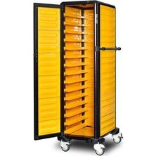 Gastrolley 150 Tekli Servis Tepsi Arabası, 2 Yanı ve Arkası Kapalı, Kapılı, 57X75X174 cm