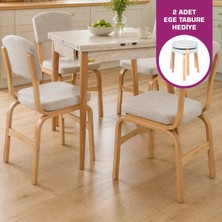 Vilinze Ege Sandalye Avanos Ahşap Mdf Kanatlı Mutfak Masası Takımı - 70X70+70 cm